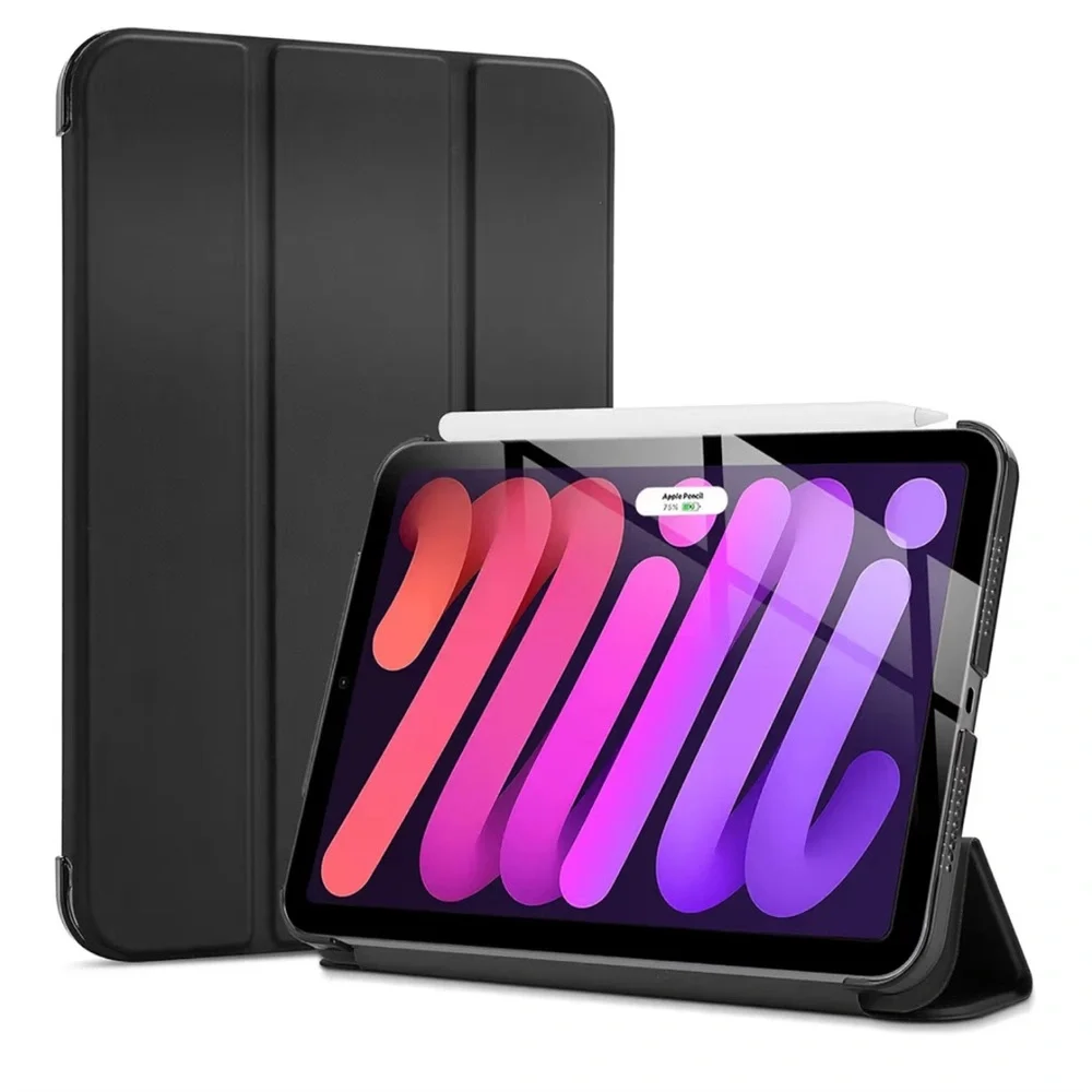 Black Smart Case and Tempered Glass Screen Protectors for iPad Mini